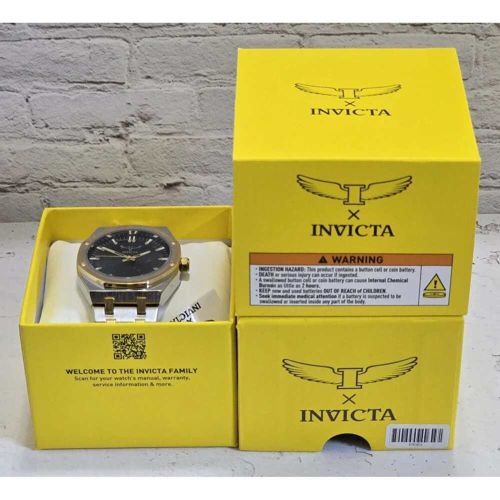 Invicta Specialty Men's Watch 42mm Black Dial Silver Gold Tone 69964 Brand New